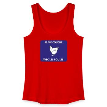 Je me couche avec les poules - Débardeur bio Femme - rouge - Devant