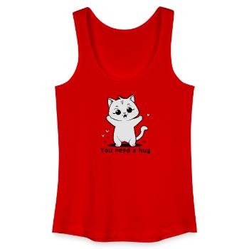 Cheerful Kitten Waves Hearts - Women’s Organic Tank Top - red - Front