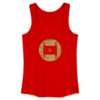 Torah scroll in a golden circle - Women’s Organic Tank Top - red - Front