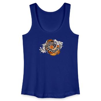 Spirale orange motif noir et blanc - Débardeur bio Femme - bleu roi - Devant