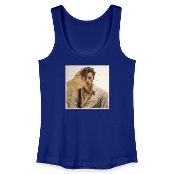Beige portrait with leather straps - Women’s Organic Tank Top - royal blue - Front