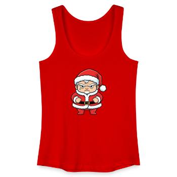 Dessin animé du Père Noël en colère anti-Noël - Débardeur bio Femme - rouge - Devant
