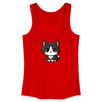 Charme Kawaii Chat Noir-Blanc - Débardeur bio Femme - rouge - Devant