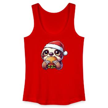 Fast-food au chapeau de Santa Burger Sloth mignon - Débardeur bio Femme - rouge - Devant