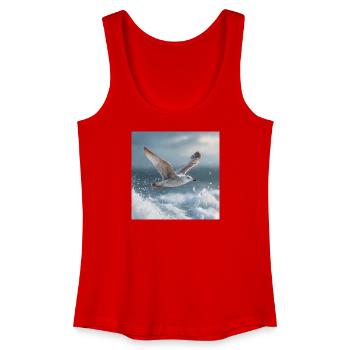 Seagull in flight North Sea Maritime Art - Women’s Organic Tank Top - red - Front