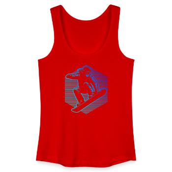 Neon Snowboarder Stripes - Frauen Bio Tank Top - Rot - Vorne