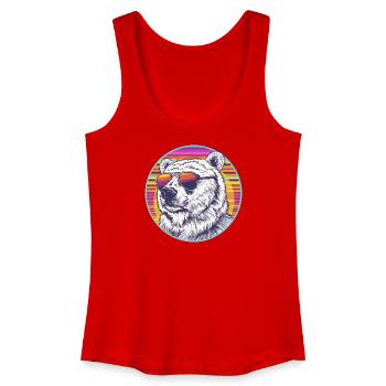 Polar Bär Retro Sonnenbrille - Frauen Bio Tank Top - Rot - Vorne