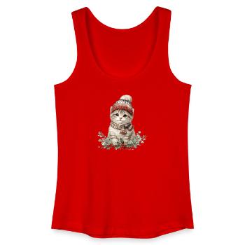 Chaton d’hiver avec chapeau et écharpe - Débardeur bio Femme - rouge - Devant