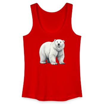 Polar Bär Illustration Graustufen - Frauen Bio Tank Top - Rot - Vorne