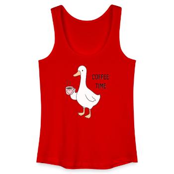 Dessin animé Ducky Coffee Time - Débardeur bio Femme - rouge - Devant