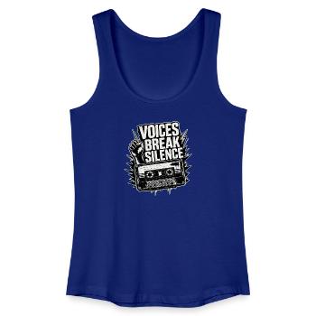 Voices Break Silence - raised fist and cassette - Women’s Organic Tank Top - royal blue - Front