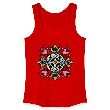 Abeille Heureuse / Abeille / Fleur / Mandala / Amour / Cœur - Débardeur bio Femme - rouge - Devant