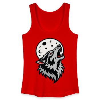 Wolf heult unter dem mystischen Vollmond - Frauen Bio Tank Top - Rot - Vorne