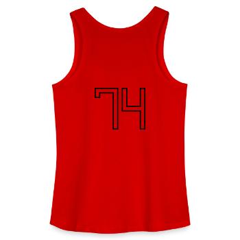 Number 74 (University Style) - Women’s Organic Tank Top - red - Back