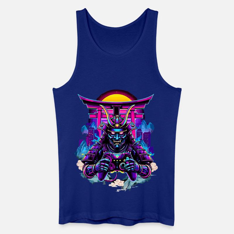 Samurai Maske gaming Controller Sythwave gaming  - Männer Bio Tank Top - Königsblau