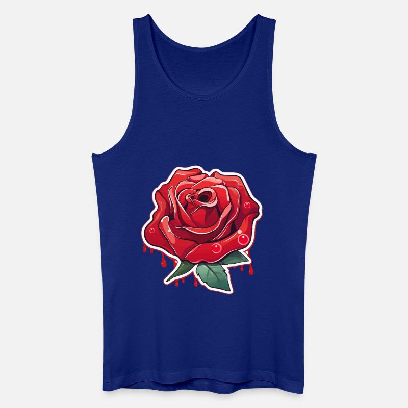 Blutrote Rose Tattoo Stil - Männer Bio Tank Top - Königsblau