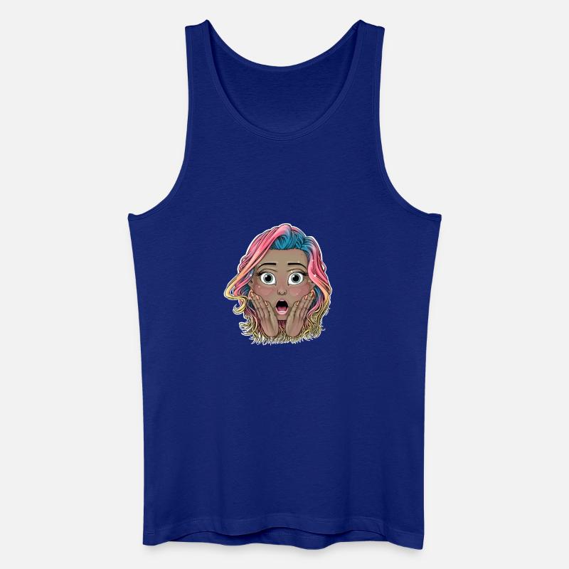 Lebendiges schockiertes Mädchen Illustration - Männer Bio Tank Top - Königsblau