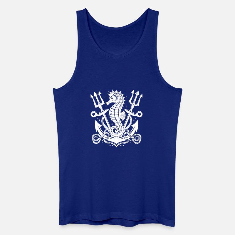 Seepferdchen mit Anker und Dreizack - Männer Bio Tank Top - Königsblau