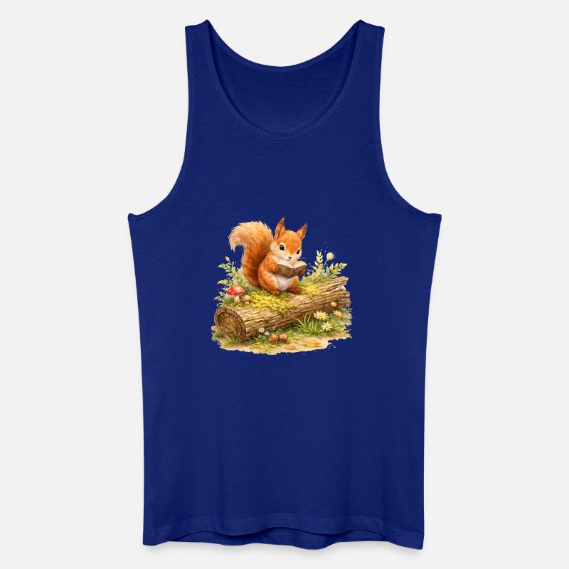 Eichhörnchen liest Buch Illustration  - Männer Bio Tank Top - Königsblau