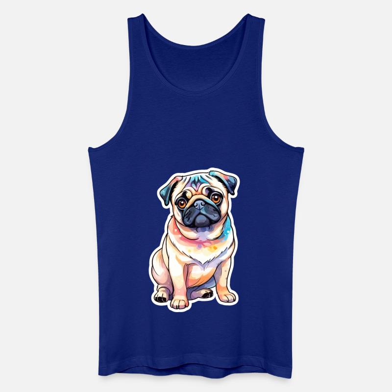 Mops Wasserfarben - Männer Bio Tank Top - Königsblau