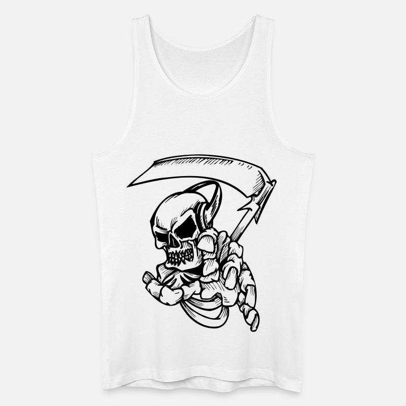 Skelett mit Sense - Männer Bio Tank Top - Weiß