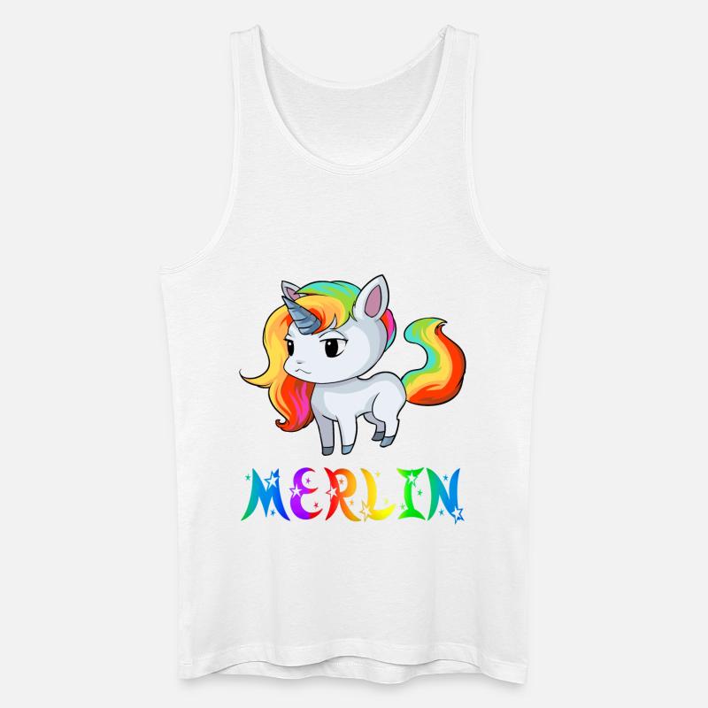 Einhorn Merlin - Männer Bio Tank Top - Weiß