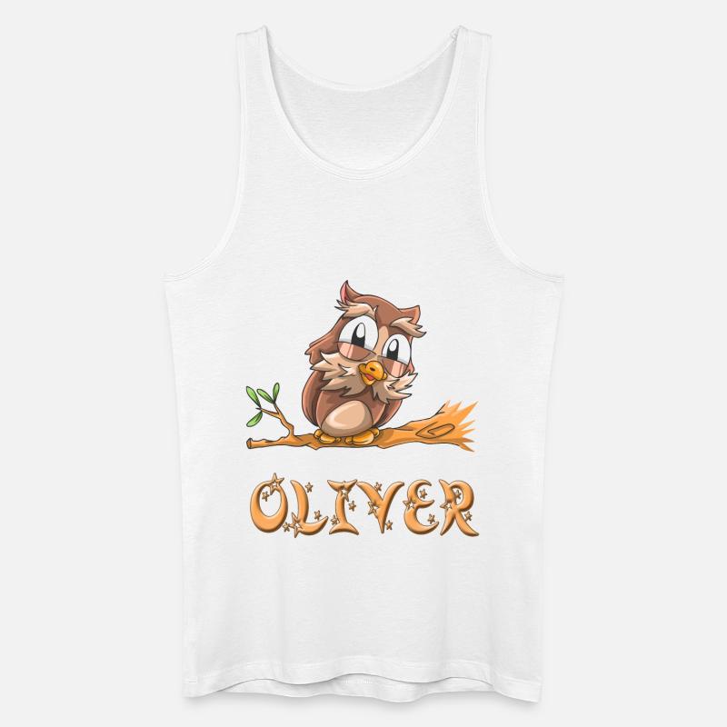 Eule Oliver - Männer Bio Tank Top - Weiß