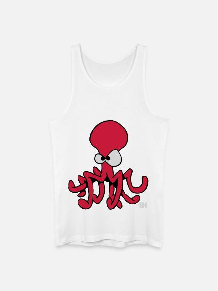 Playful Red Octopus Illustration - Men’s Organic Tank Top - white