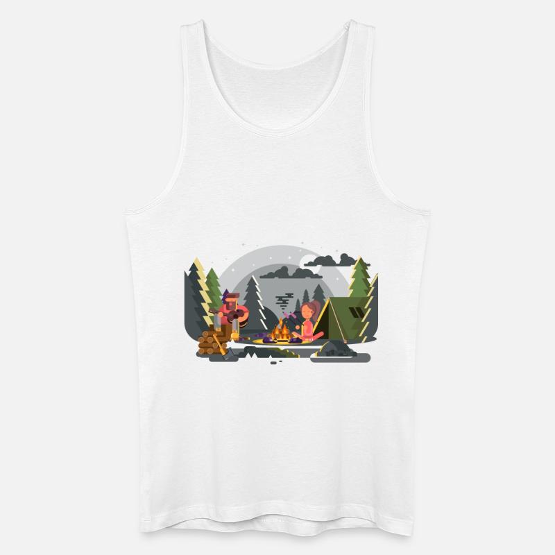 Lagerfeuer Waldcamping Duo - Männer Bio Tank Top - Weiß