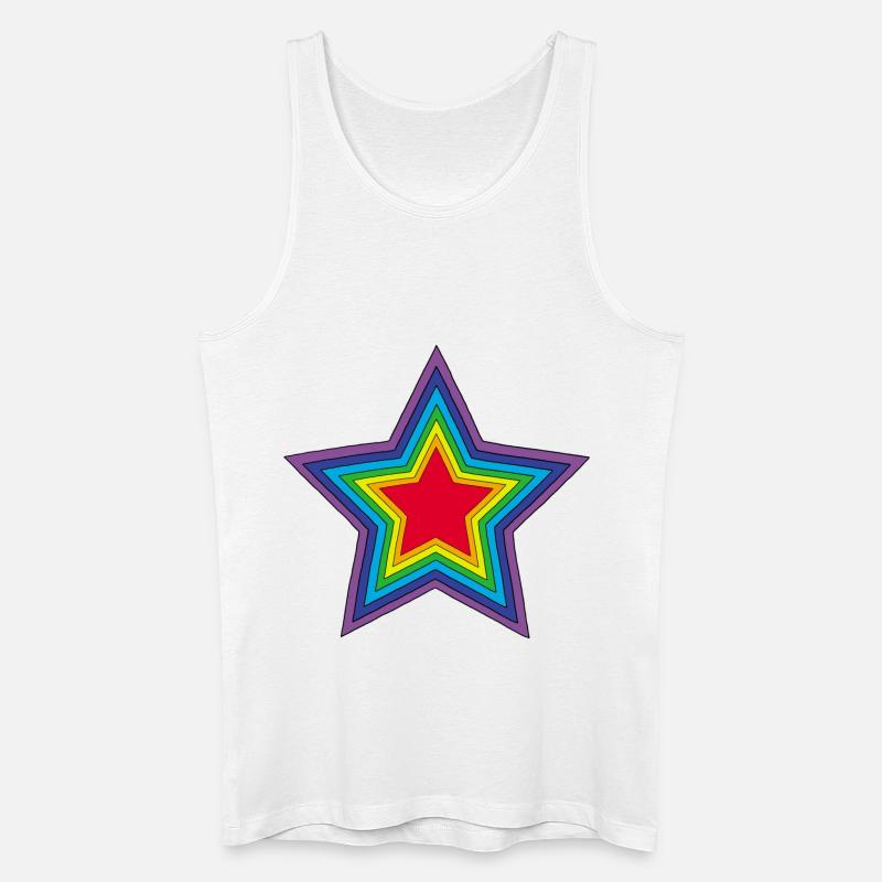 Regenbogenstern - Männer Bio Tank Top - Weiß