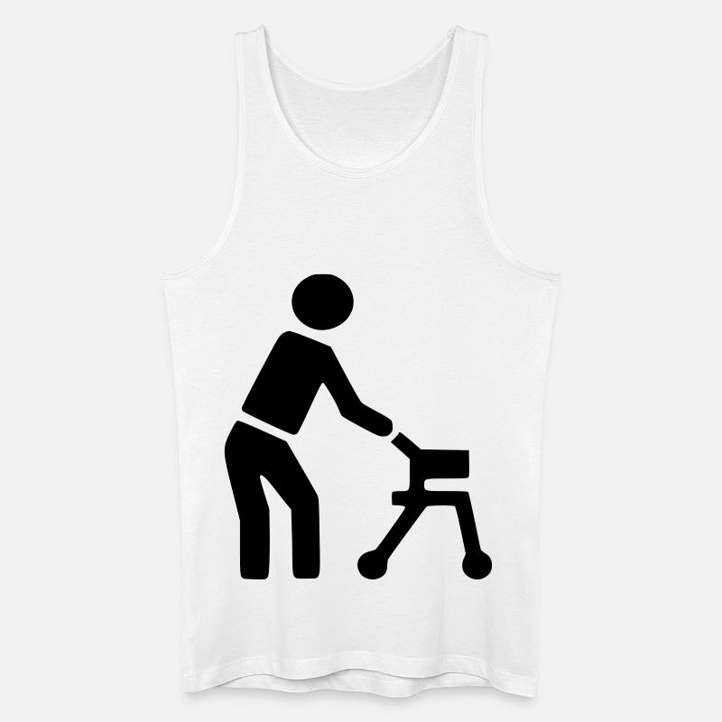 Behinderte Person hinter Rollator # - Männer Bio Tank Top - Weiß