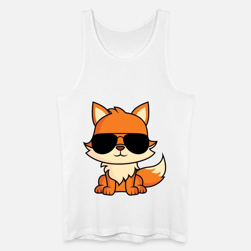 Fuchs mit Pilotenbrille - Männer Bio Tank Top - Weiß