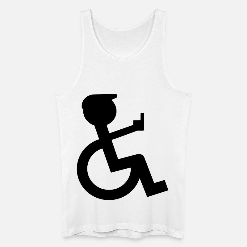 Rollstuhlfahrer zeigt Mittelfinger # - Männer Bio Tank Top - Weiß