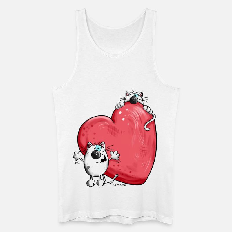 Katzen mit Herz - Männer Bio Tank Top - Weiß