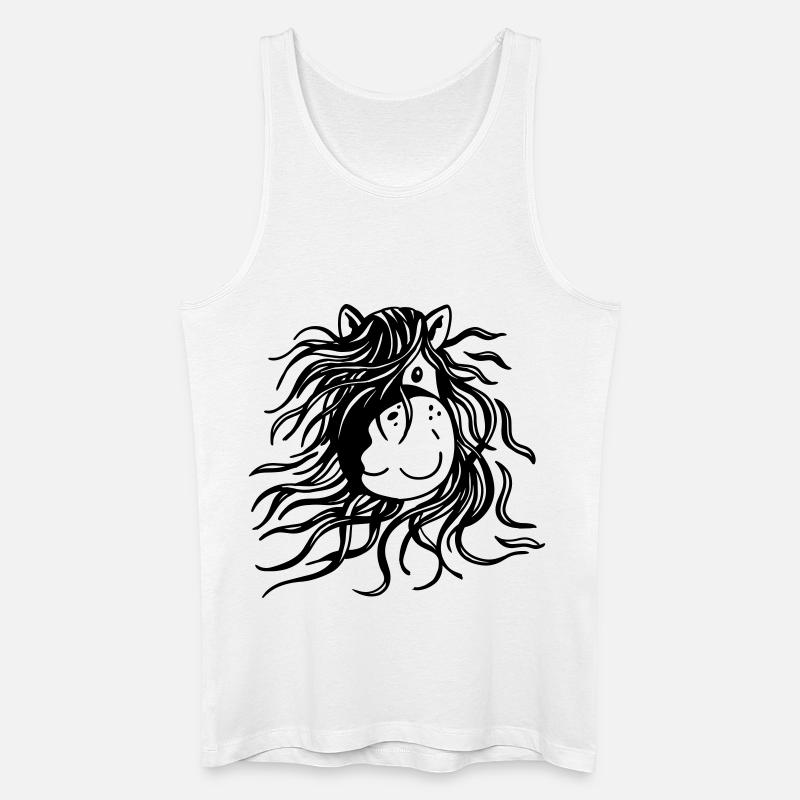 Pferd mit dicker Mähne - Pferde - Comic - Männer Bio Tank Top - Weiß
