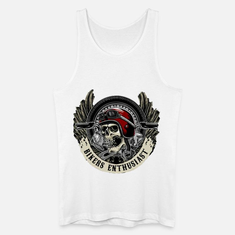 Motorradfahrer, Skull - Männer Bio Tank Top - Weiß