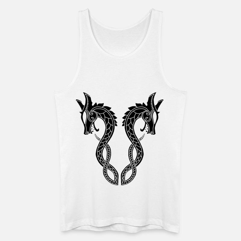 Schwarzer Drache mit zwei Köpfen - Männer Bio Tank Top - Weiß