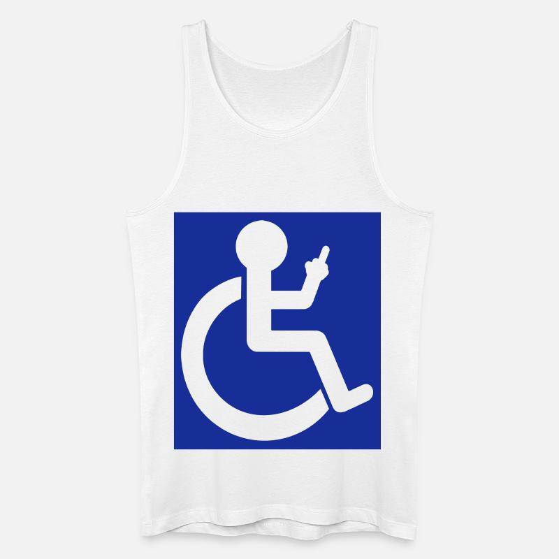 Rollstuhlfahrer hebt den Mittelfinger # - Männer Bio Tank Top - Weiß