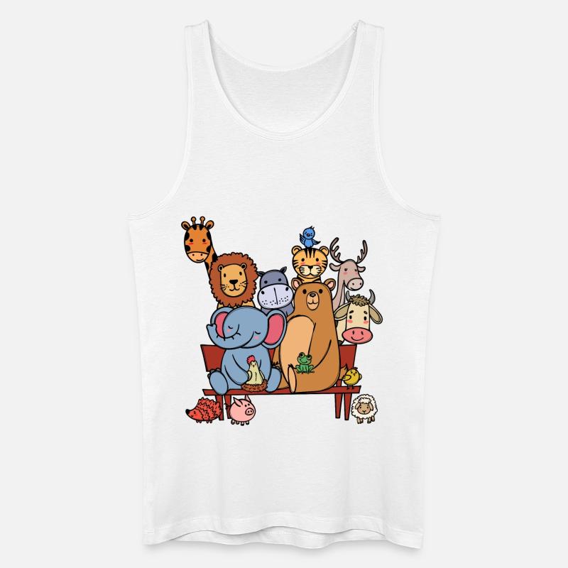 Tierwelt Lebewesen Bär Elefant Löwe Cool - Männer Bio Tank Top - Weiß