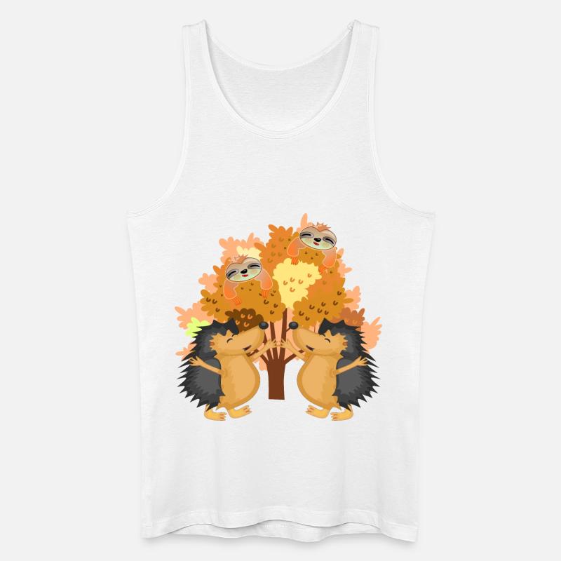 HERBST IGEL FAULTIERE - Männer Bio Tank Top - Weiß