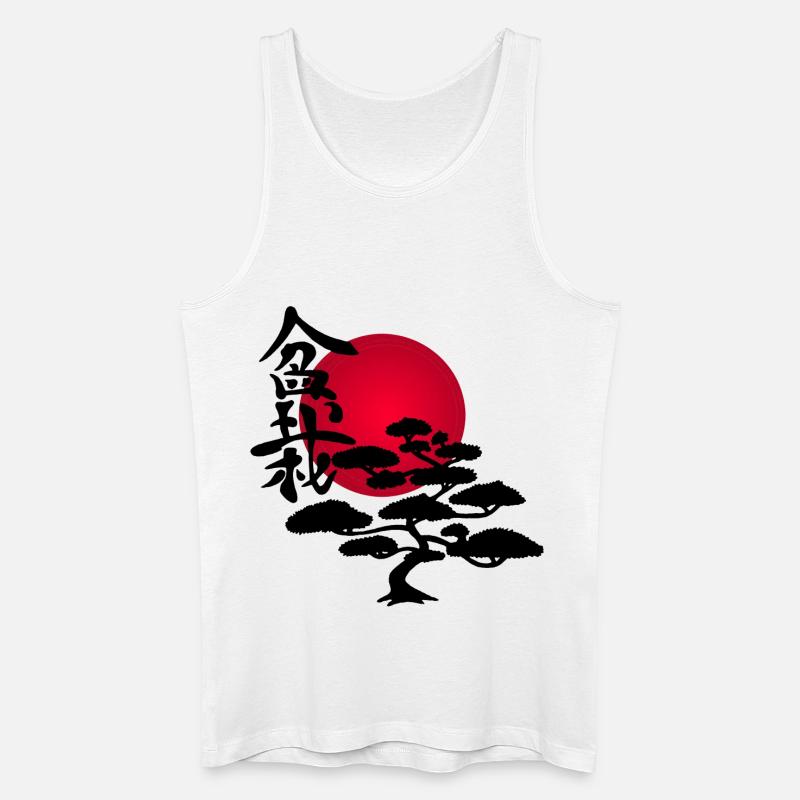 Schwarzer Baum und rote Sonne - Männer Bio Tank Top - Weiß