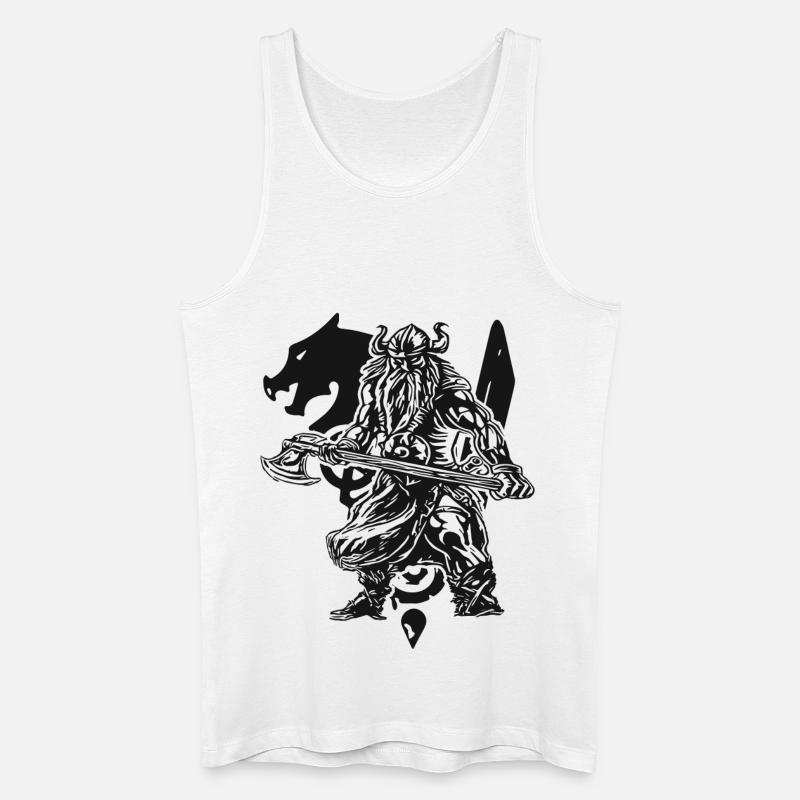Valhalla - Viking - Wikinger mit Axt - Männer Bio Tank Top - Weiß