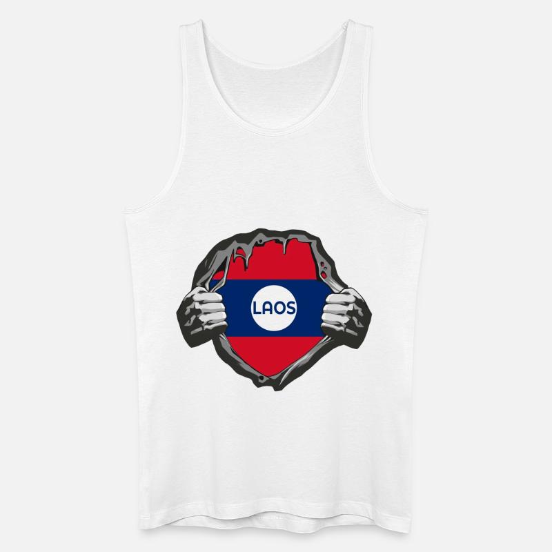 Laos Flaggen Design - Männer Bio Tank Top - Weiß