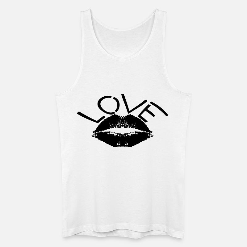Love – Minimal Lips Kiss Statement Design - Männer Bio Tank Top - Weiß