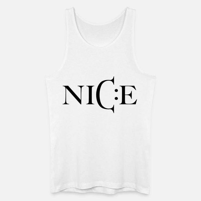 Nice – Minimal Smiley Greeting - Männer Bio Tank Top - Weiß