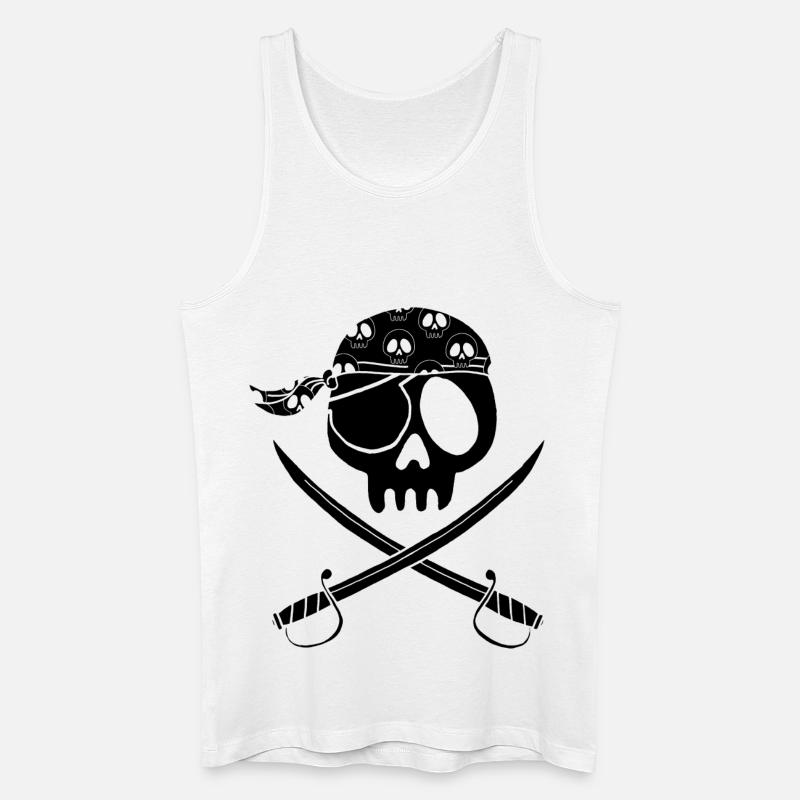 Schwarzer Piratenschädel - Männer Bio Tank Top - Weiß