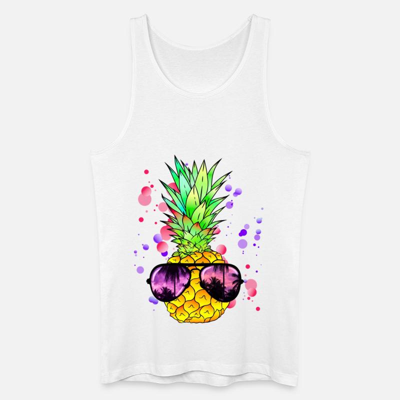 Bunte Ananas Kunst - Männer Bio Tank Top - Weiß