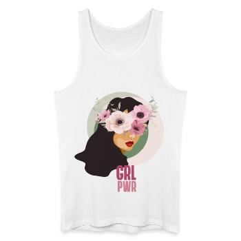 girl power flowers strong face pink feminism cute - Men’s Organic Tank Top - white - Front