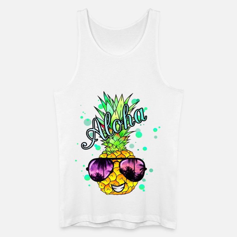Aloha Ananas mit Farbspritzern - Männer Bio Tank Top - Weiß