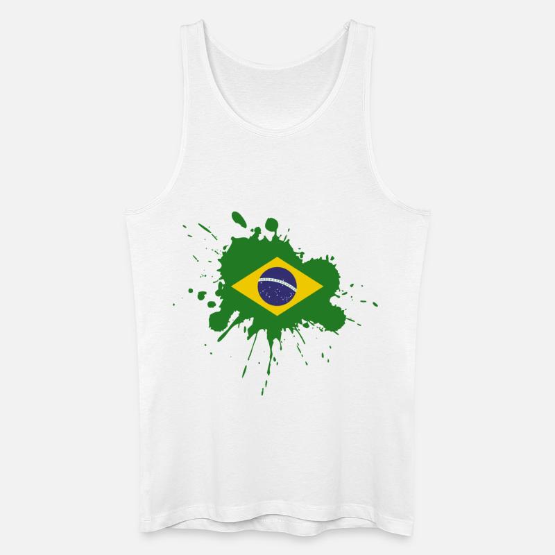 Brasilien Flagge Fleckendesign - Männer Bio Tank Top - Weiß